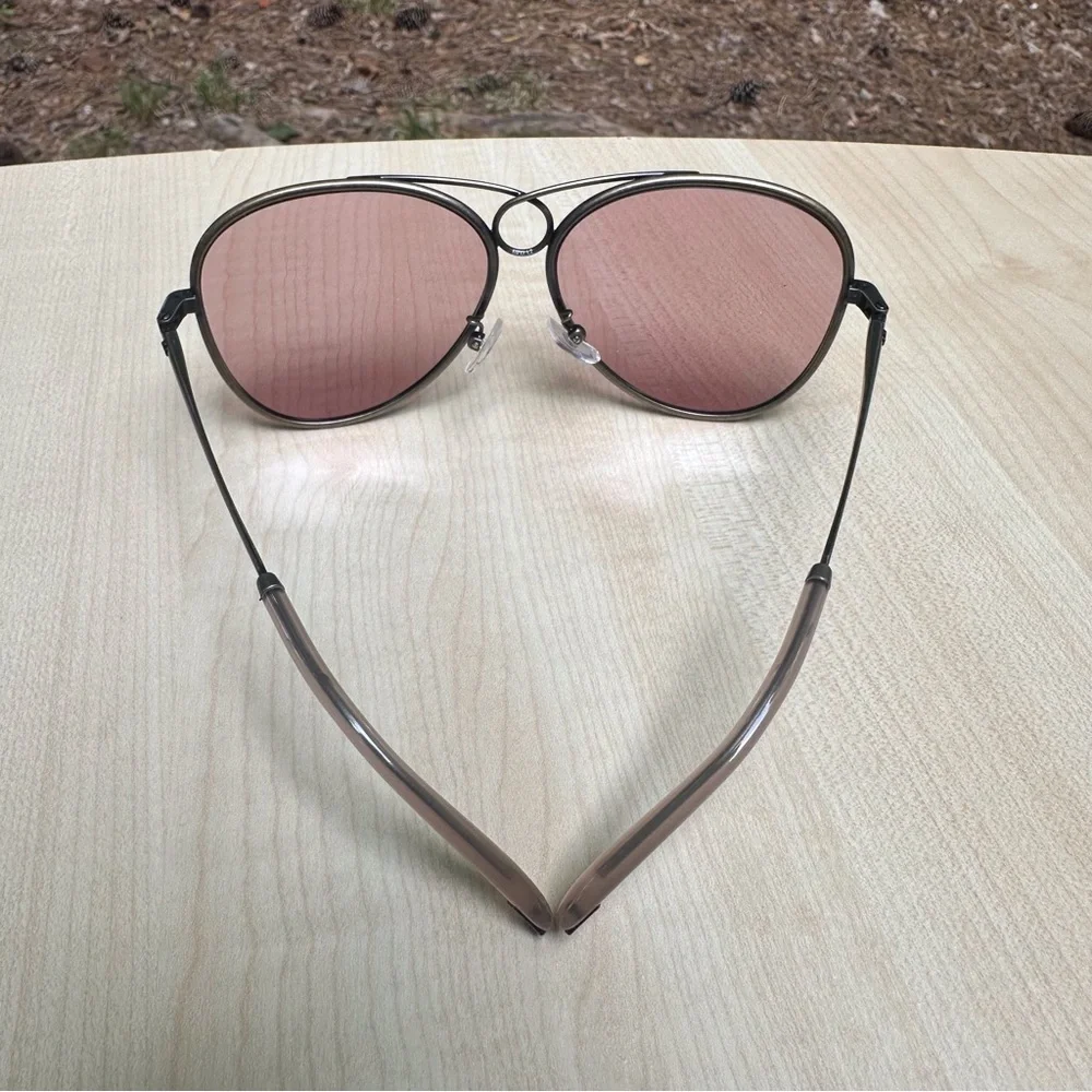 TORY BURCH sunglasses for women aviators with rose pink lenses metal NEW + CASE - Picture 10 of 11